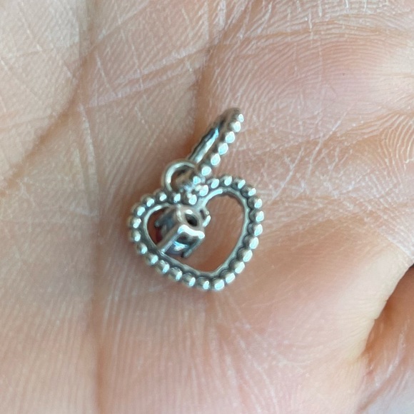 Retired Pandora Heart w/ Red Crystal Dangle Charm Jewelry - Picture 4 of 5